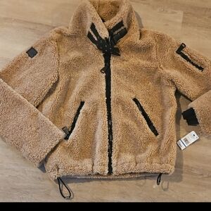 SAM. Tan Sherpa Jacket with Black Accents